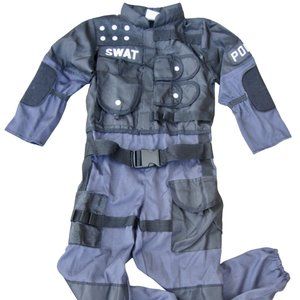 SWAT Tactical Jumpsuit LE Costume Black Gray Youth Boys Girls Small Teetot